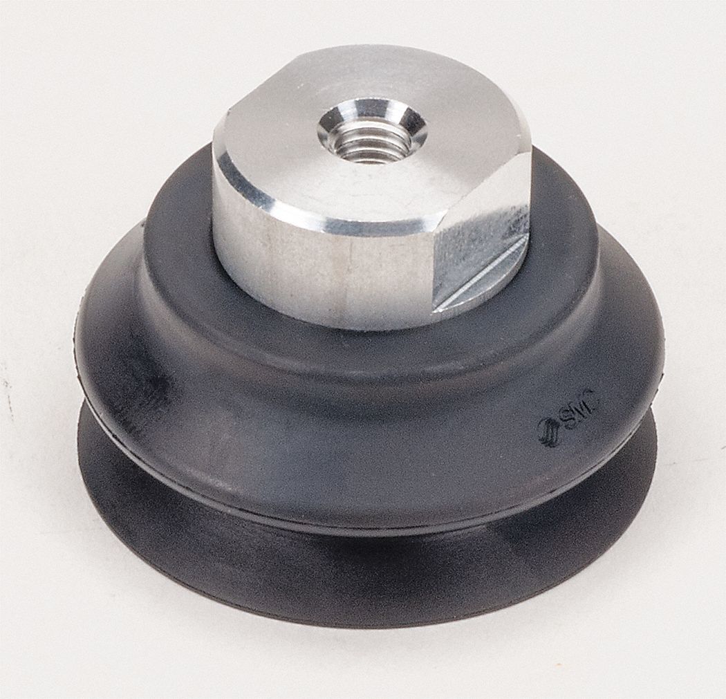 SMC 50 mm NBR Large Bellows Vacuum Pad Assembly, Black 30J707ZPT50HBNB8 Grainger