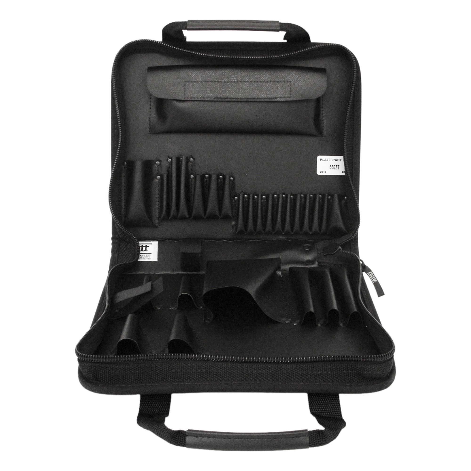 Tool Bag: 13 in W x 2 in D x 2 in H, Black, Nylon, 31 Pockets, 29 Inside Pockets, Nylon