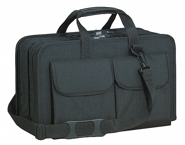 Tool Bag: 18 1/2 in W x 6 in D x 6 1/4 in H, Black, Nylon, 49 Pockets, 47 Inside Pockets