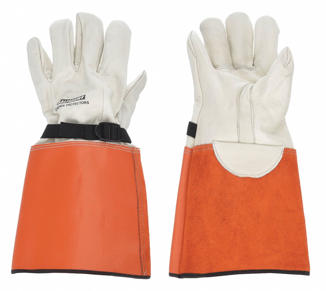 PROTECTOR GANT ÉLECTRIQUE,POUCE DROIT,15PO DE L,MANCHETTE GANTELET,ORANGE/BL