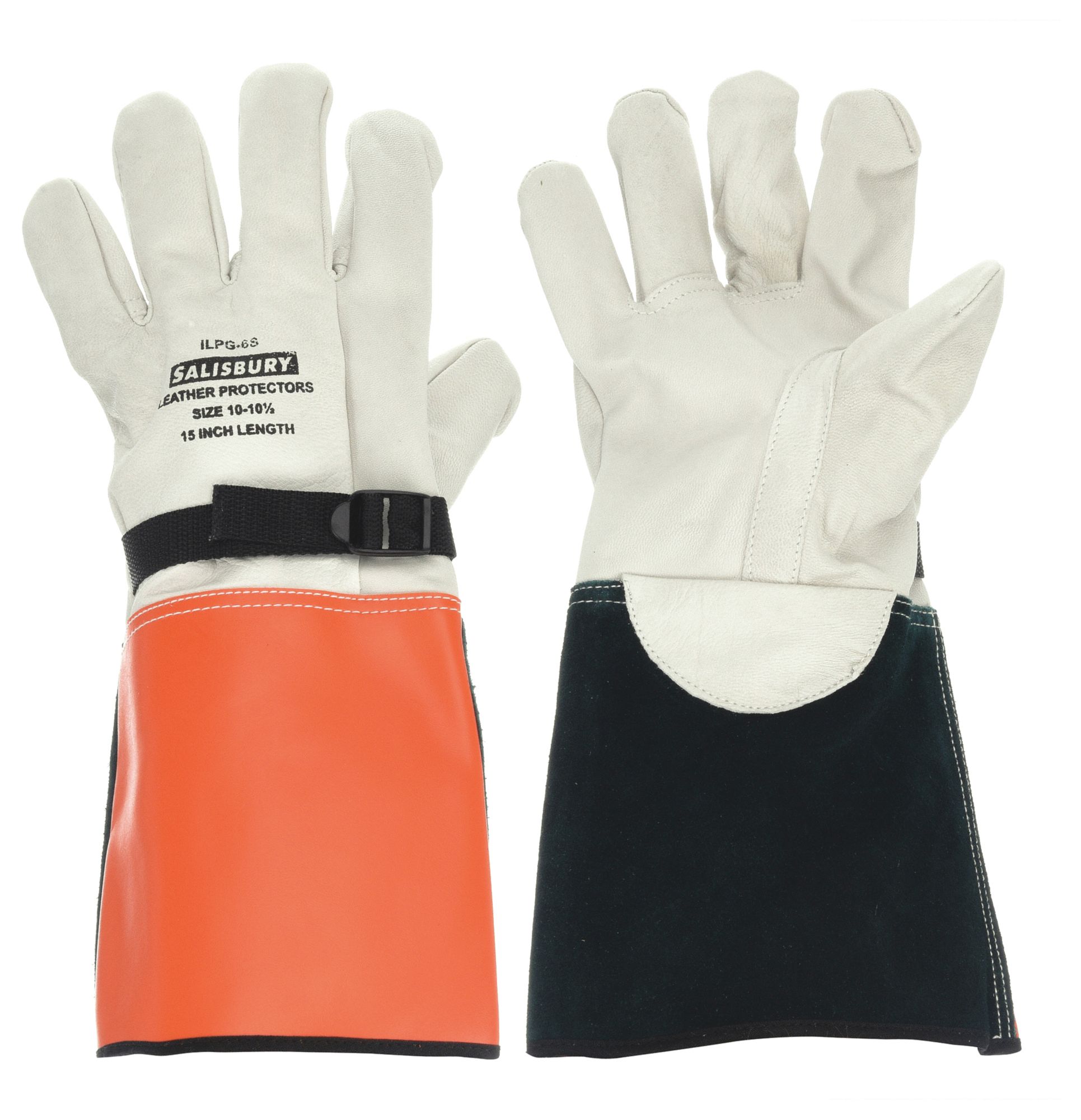 PROTECTOR GANT ÉLECTRIQUE,POUCE DROIT,15PO DE L,MANCHETTE GANTELET,ORANGE/BL