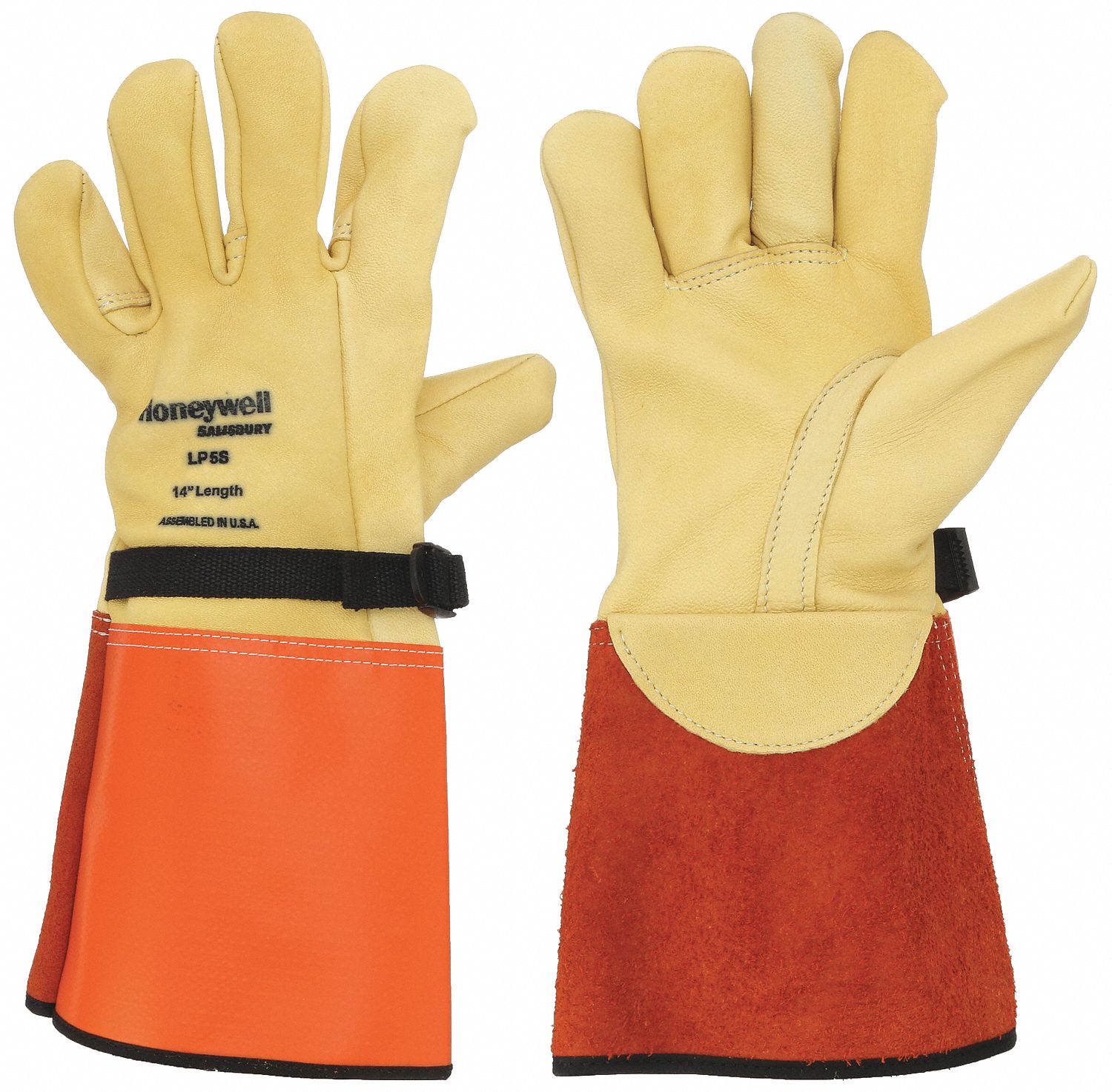 PROTECTOR GANT ÉLECTRIQUE,POUCE DROIT,14PO DE L,MANCHETTE GANTELET,ORANGE/JAUNE