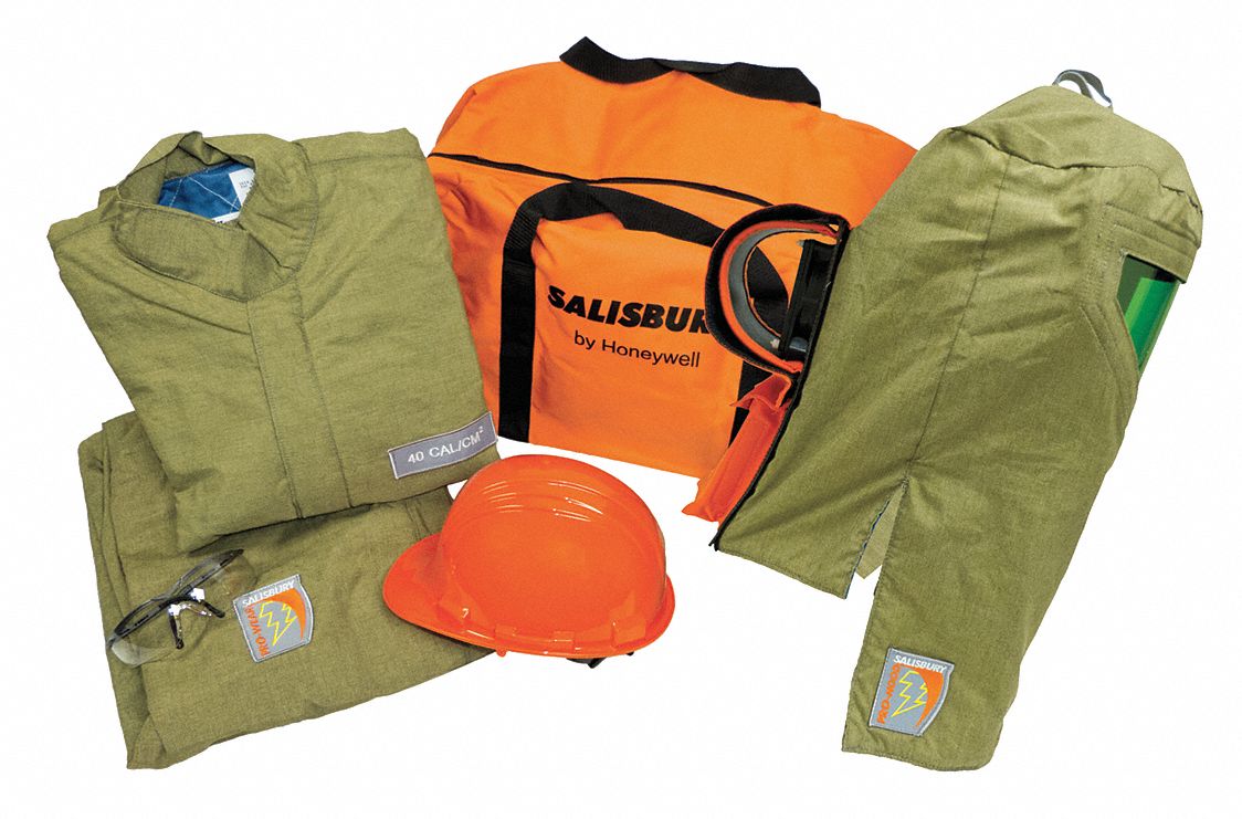 SALISBURY 40.0 cal/cm2 Arc Flash Protection Clothing Kit, 4-HRC, Green