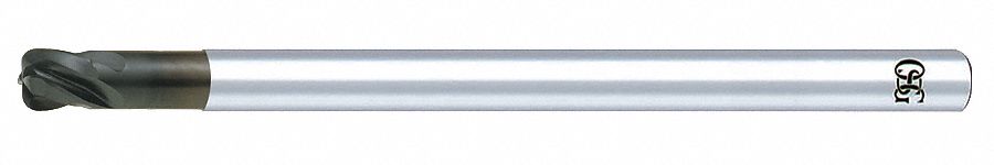 Corner Radius End Mill: Carbide, Diamond Coated, 4 Flute, 1/2" Mill Dia, 1/2" LOC, 0.015" Rad
