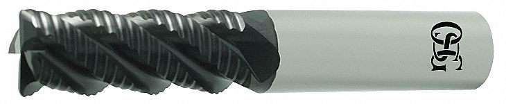 Roughing End Mill: Carbide, TiAlN Coated, 4 Flute, 1" Mill Dia, 1-1/2" LOC, 0.06" Rad, 4" OAL