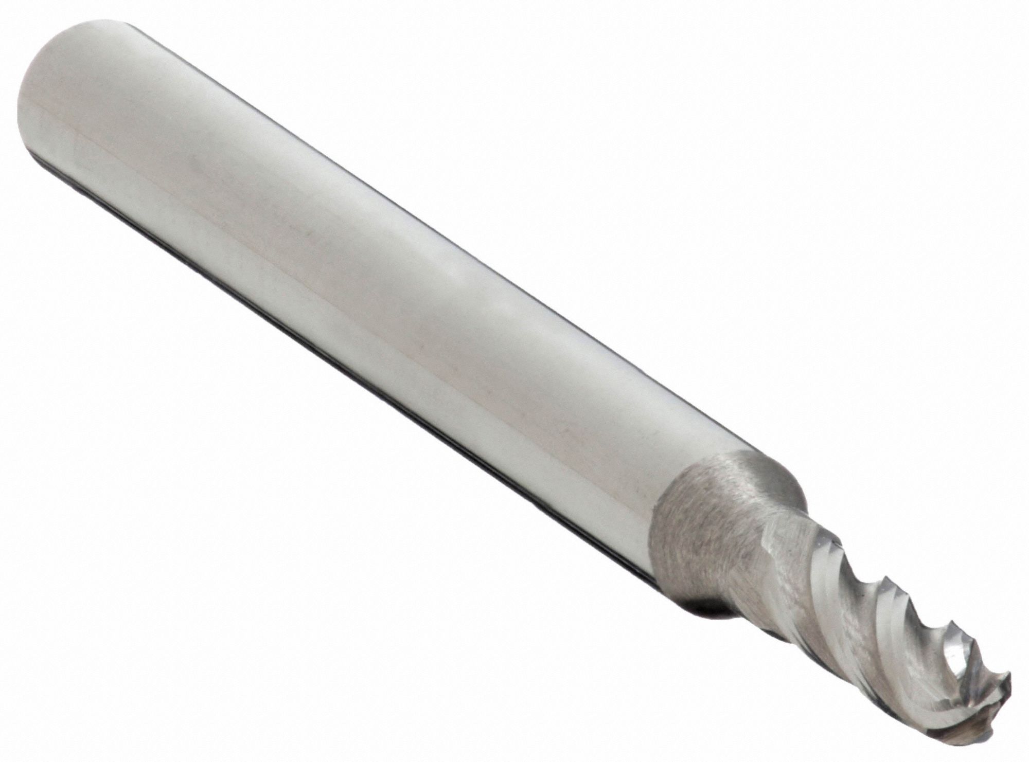 Ball End Mill: Carbide, 4 Flute, 1 mm Mill Dia, 3 mm LOC, 39 mm OAL, List 404BN