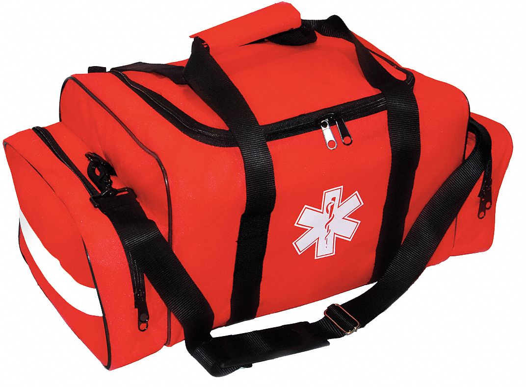 MEDSOURCE Trauma Bag: Red, Polyester, 8 in Ht, 14 in Lg, 11 in Wd ...