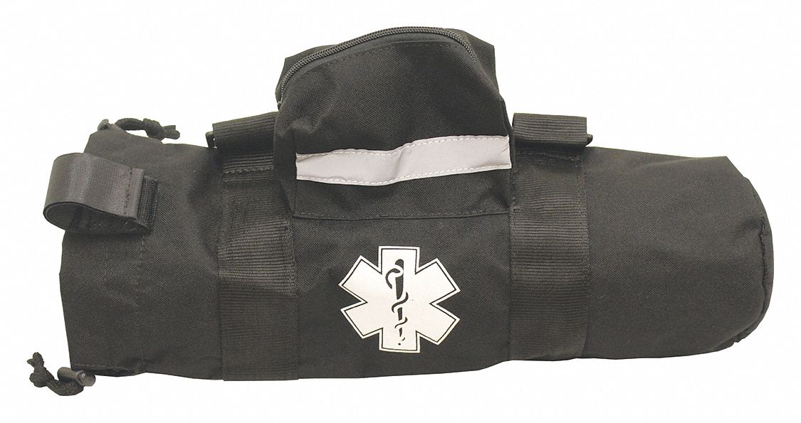 Oxygen Sleeve Bag: 16 in L x 5 in W x 5 in D, Black, Polyester