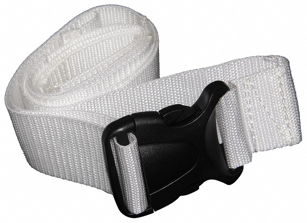 Strap: 5 ft, Polypropylene, Side Release, White
