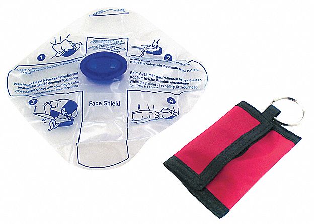CPR Faceshield: 1 People Served, Adult/Child/Infant, Disposable, Mesh Case Type