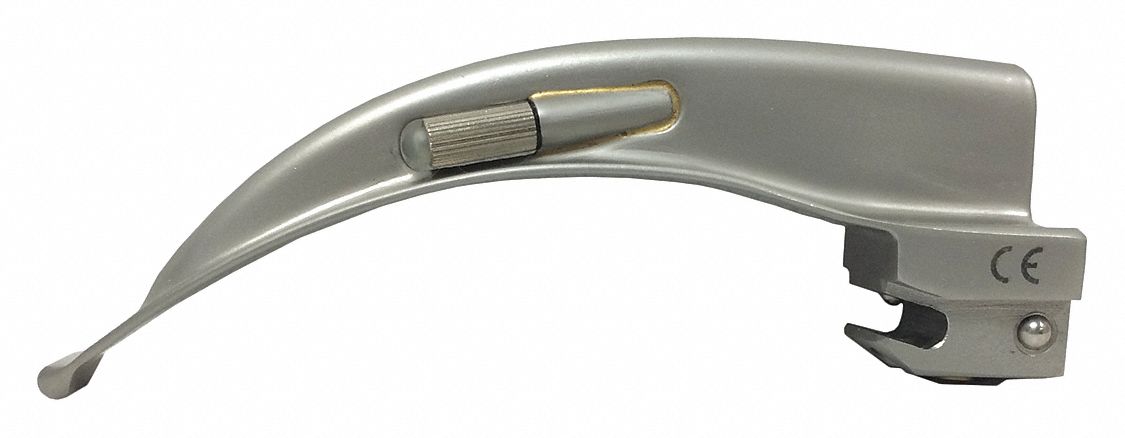 Laryngoscope Blade: MacIntosh, 2 Blade Size, Std, 4 1/4 in Overall Lg, 3/8 in Overall Wd