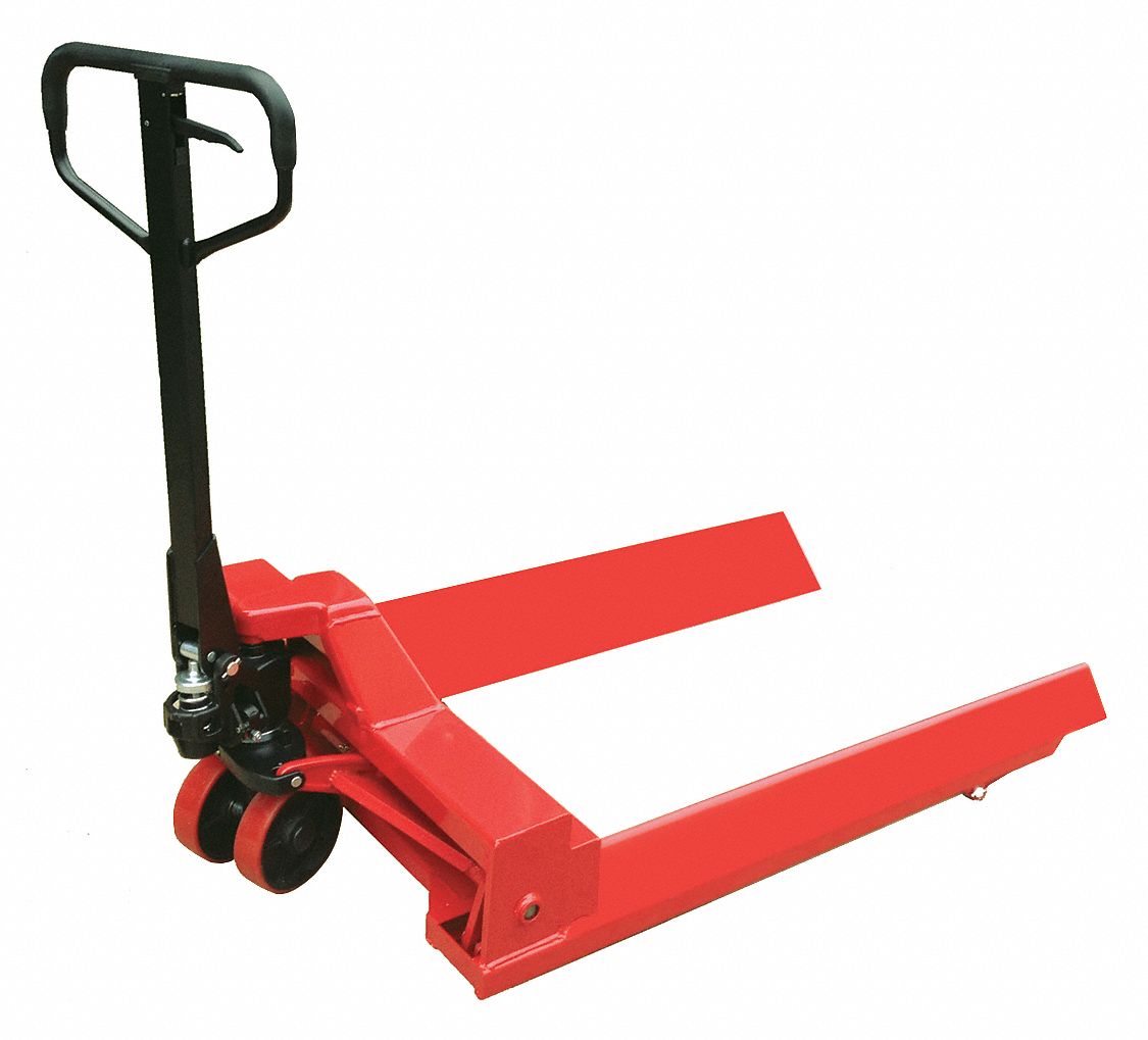 DAYTON Roll-&-Reel Manual Pallet Jack, 4,400 lb Load Capacity, 65 3/8 ...