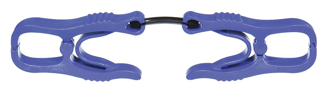 GLOVE HOLDER CLIP, PLASTIC, 6 3/8 IN L, 0.375 IN MAX CLIP OPENING, BLUE