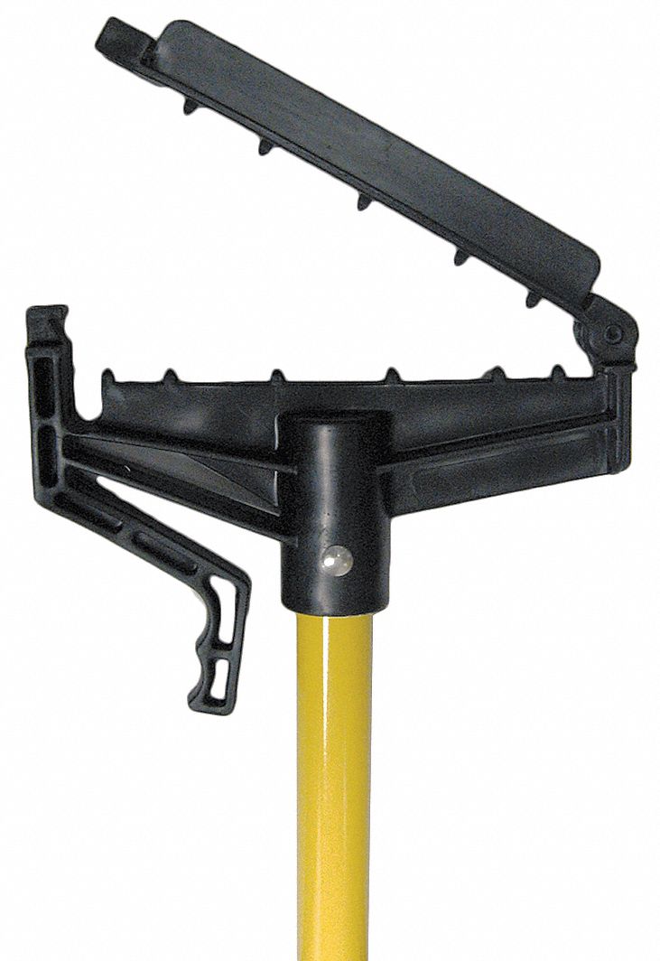 Wet Mop Handle, Quick Change Mop Connection Type, Yellow, Fiberglass, 62 in Handle Length