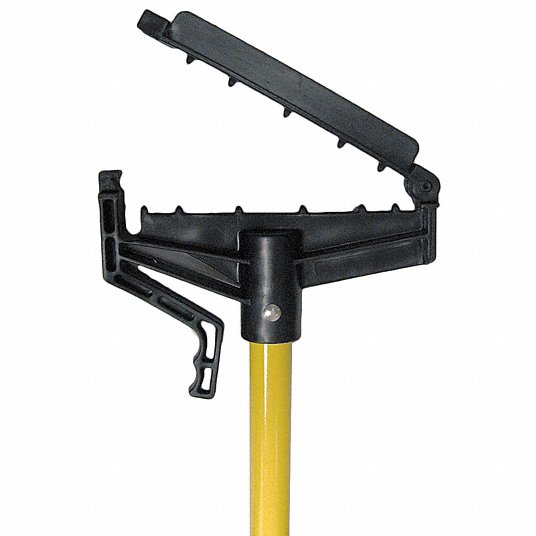 Wet Mop Handle, Quick Change Mop Connection Type, Yellow, Fiberglass, 62 in Handle Length
