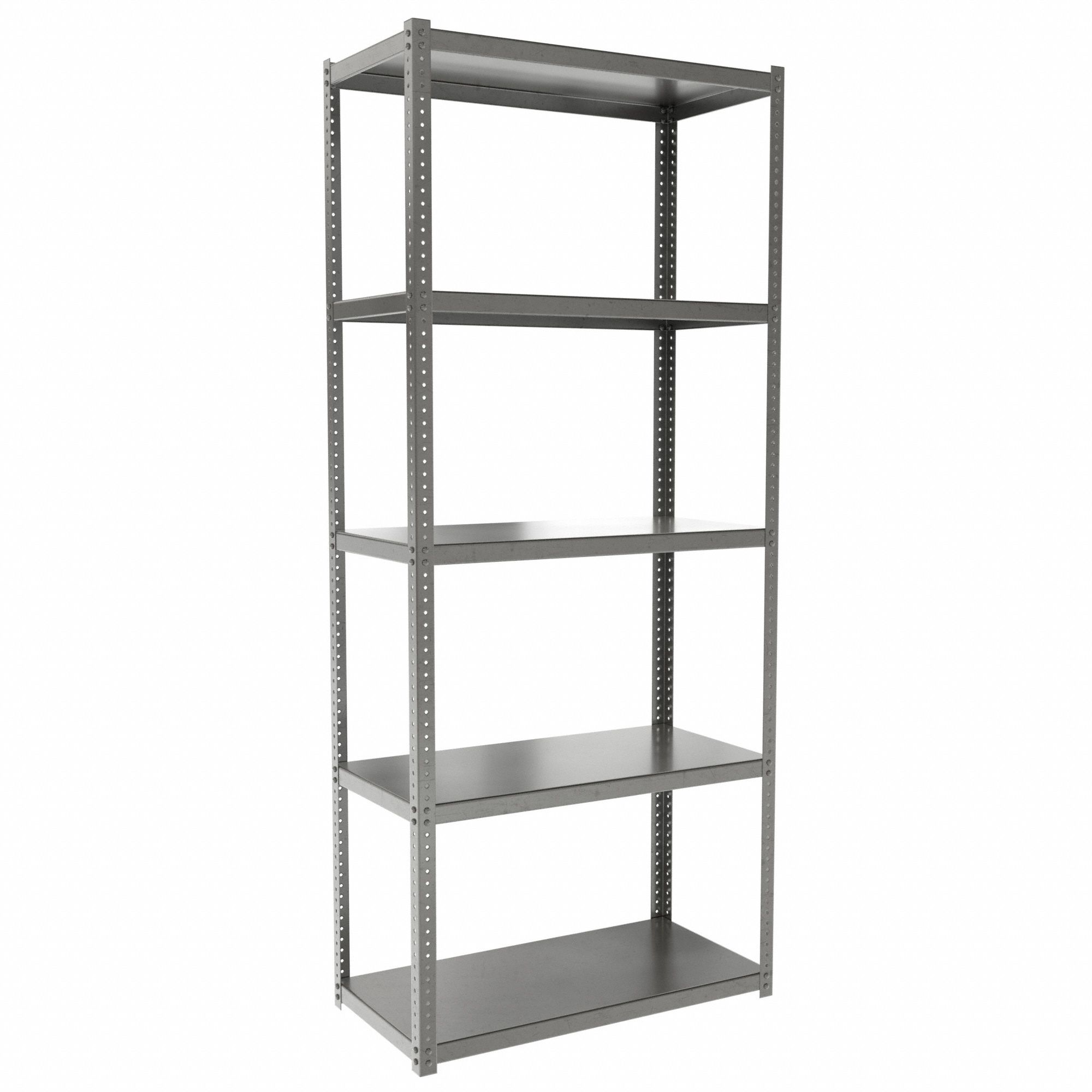 Metal Shelving: Starter, Extra-Heavy-Duty, 36 in x 18 in, 84 in Overall Ht, 5 Shelves