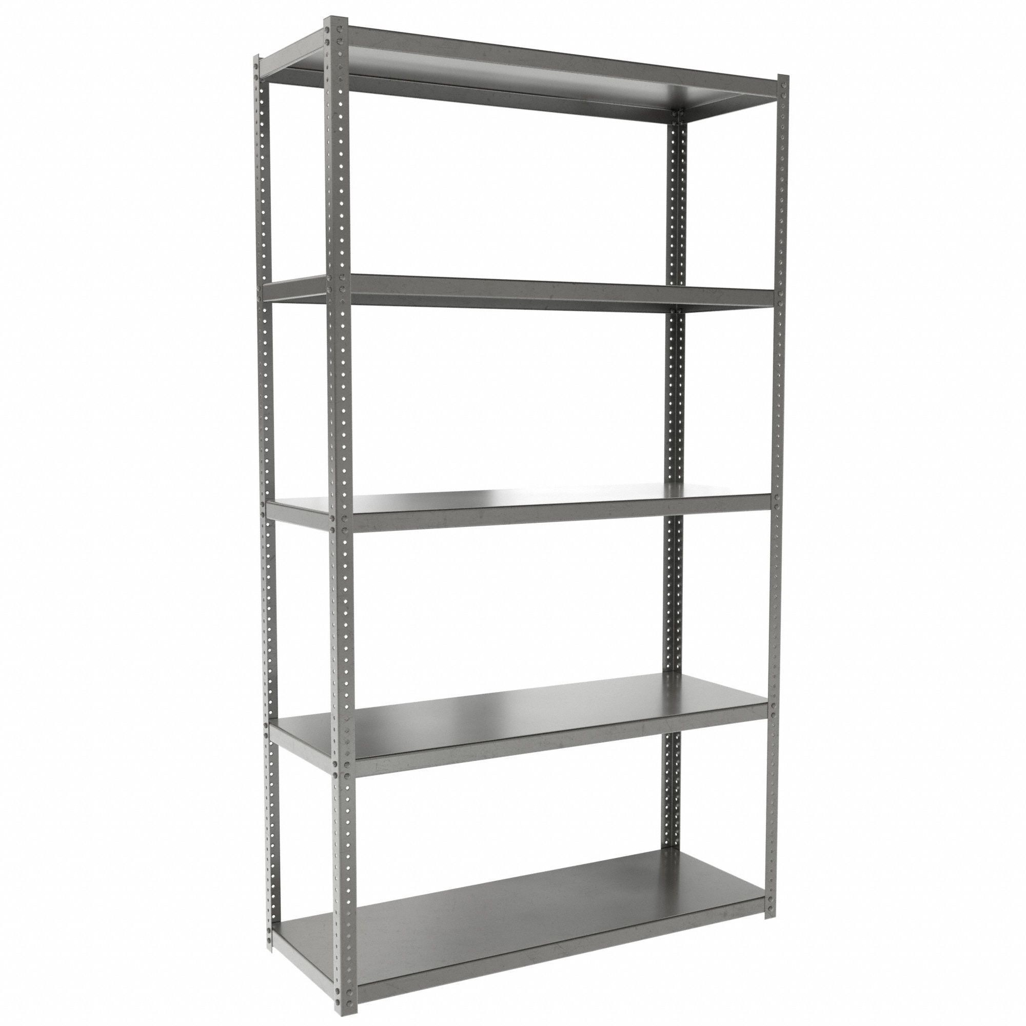 Metal Shelving: Starter, Extra-Heavy-Duty, 48 in x 18 in, 84 in Overall Ht, 5 Shelves
