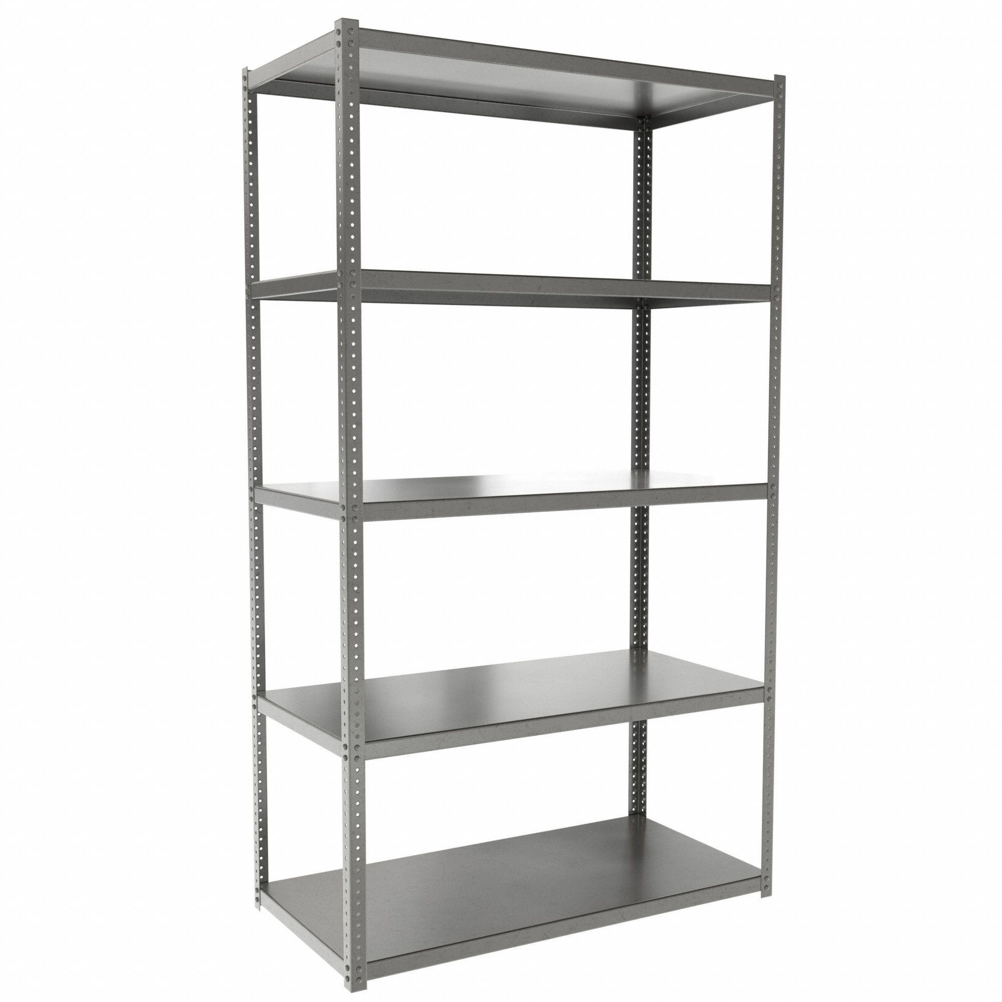 Metal Shelving: Starter, Extra-Heavy-Duty, 48 in x 24 in, 84 in Overall Ht, 5 Shelves
