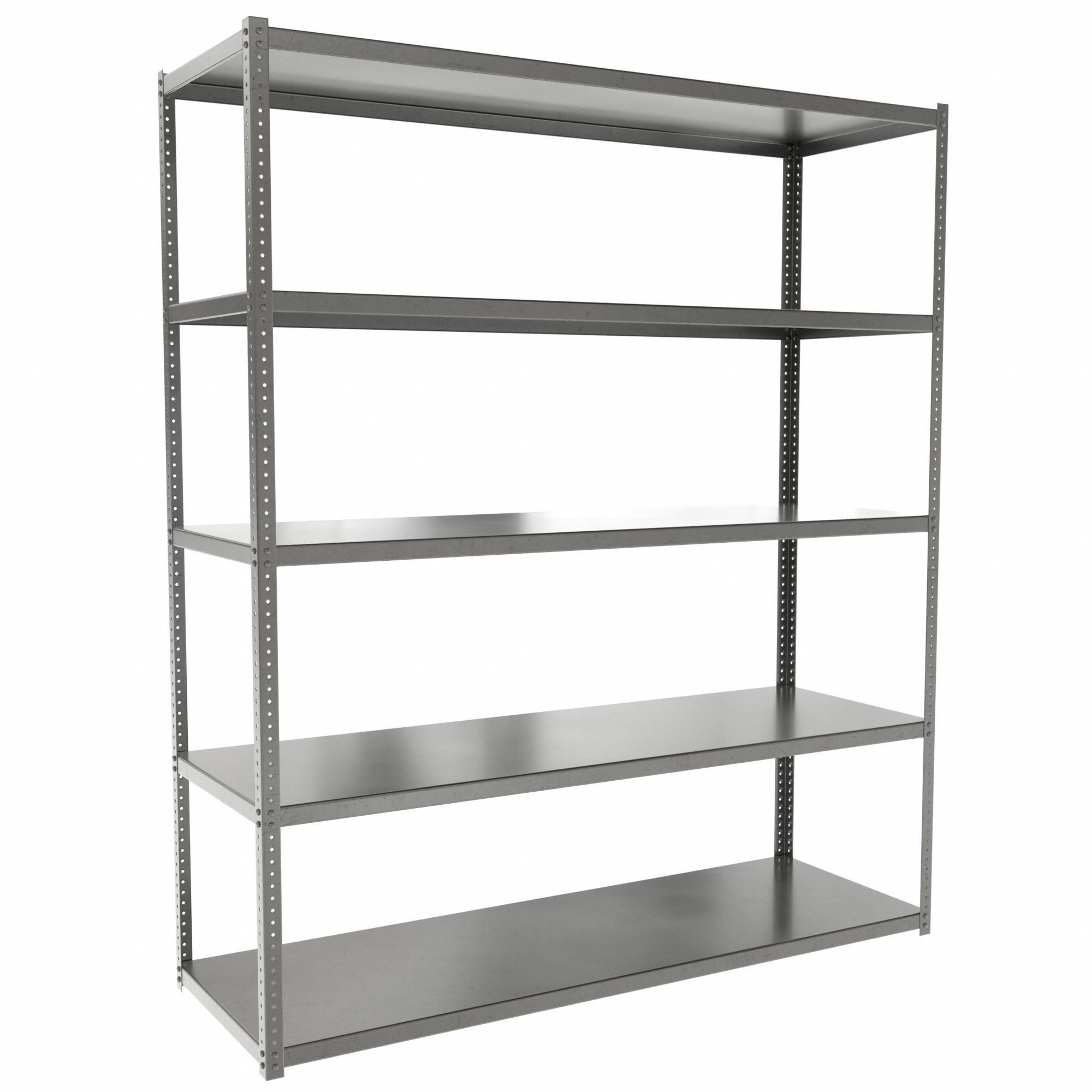 Metal Shelving: Starter, Extra-Heavy-Duty, 72 in x 24 in, 84 in Overall Ht, 5 Shelves
