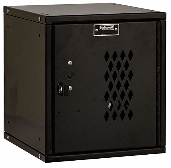 Box Locker: 11 3/8 in x 12 in x 12 3/4 in, 1 Tiers, 1 Units Wide, Louvered, Padlock Hasp