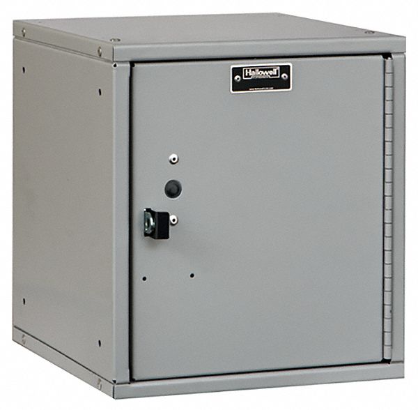 Box Locker: 11 3/8 in x 12 in x 12 3/4 in, 1 Tiers, 1 Units Wide, Solid, Padlock Hasp