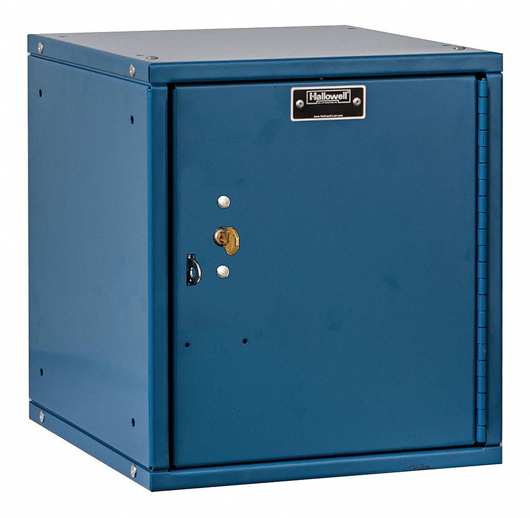 Box Locker: 11 3/8 in x 12 in x 12 3/4 in, 1 Tiers, 1 Units Wide, Solid, Keyed, Blue, Blue