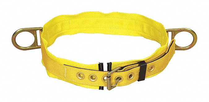 BODY BELT, YELLOW, 2XL, 48 TO 56 IN, STAINLESS STEEL