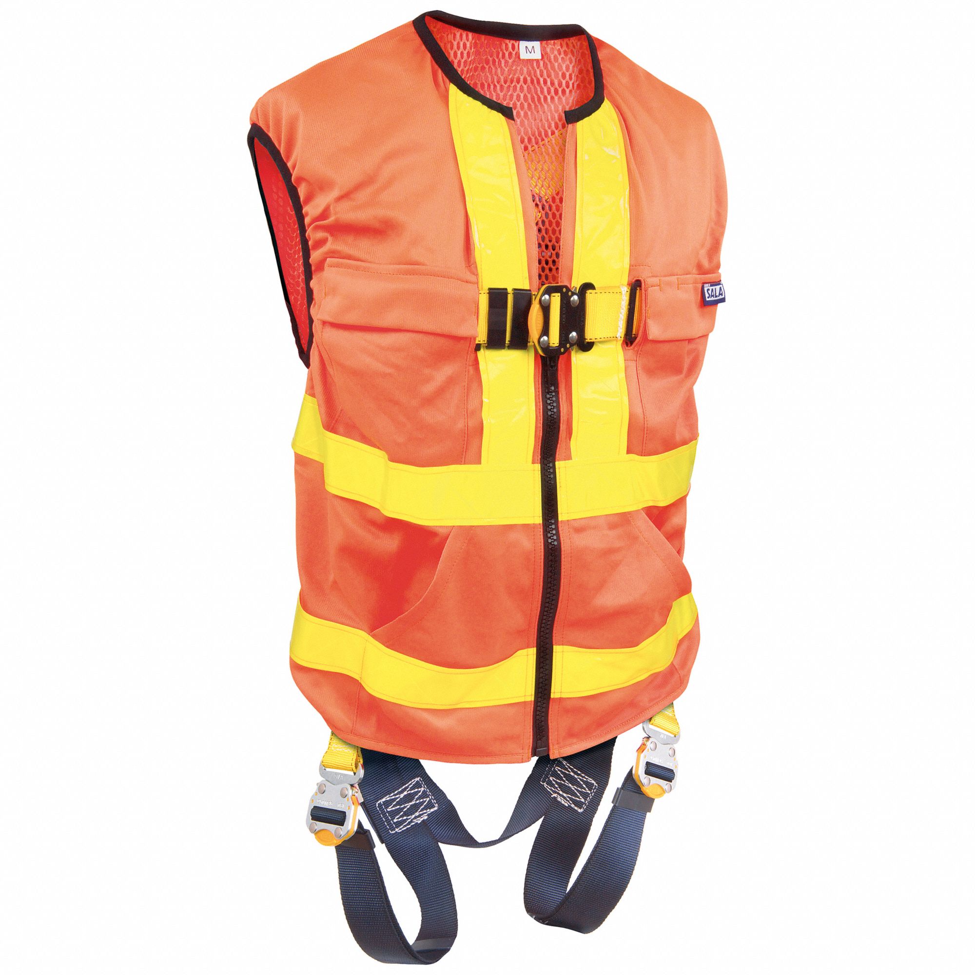 Full Body Harness: Vest Harness, Quick-Connect / Quick-Connect, Mating, S, Steel, Yellow