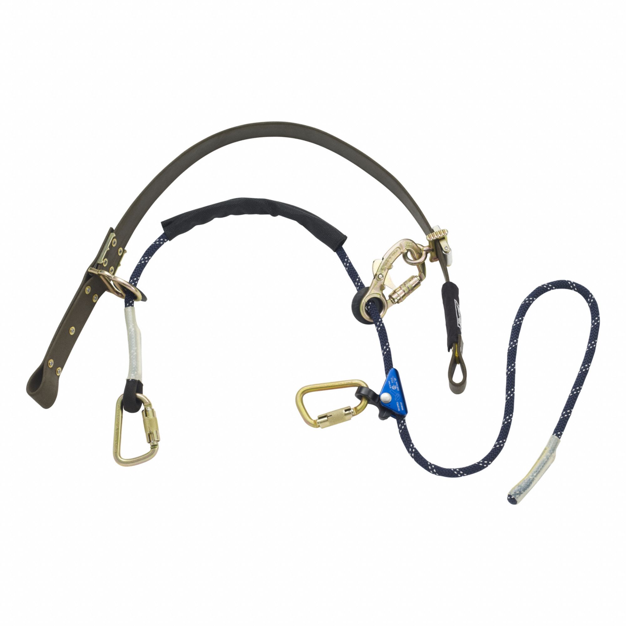 Pole Climbing Strap System: 6 ft Lanyard Lg, Nylon, 5 1/2 in Min Pole Dia, Nylon, Steel