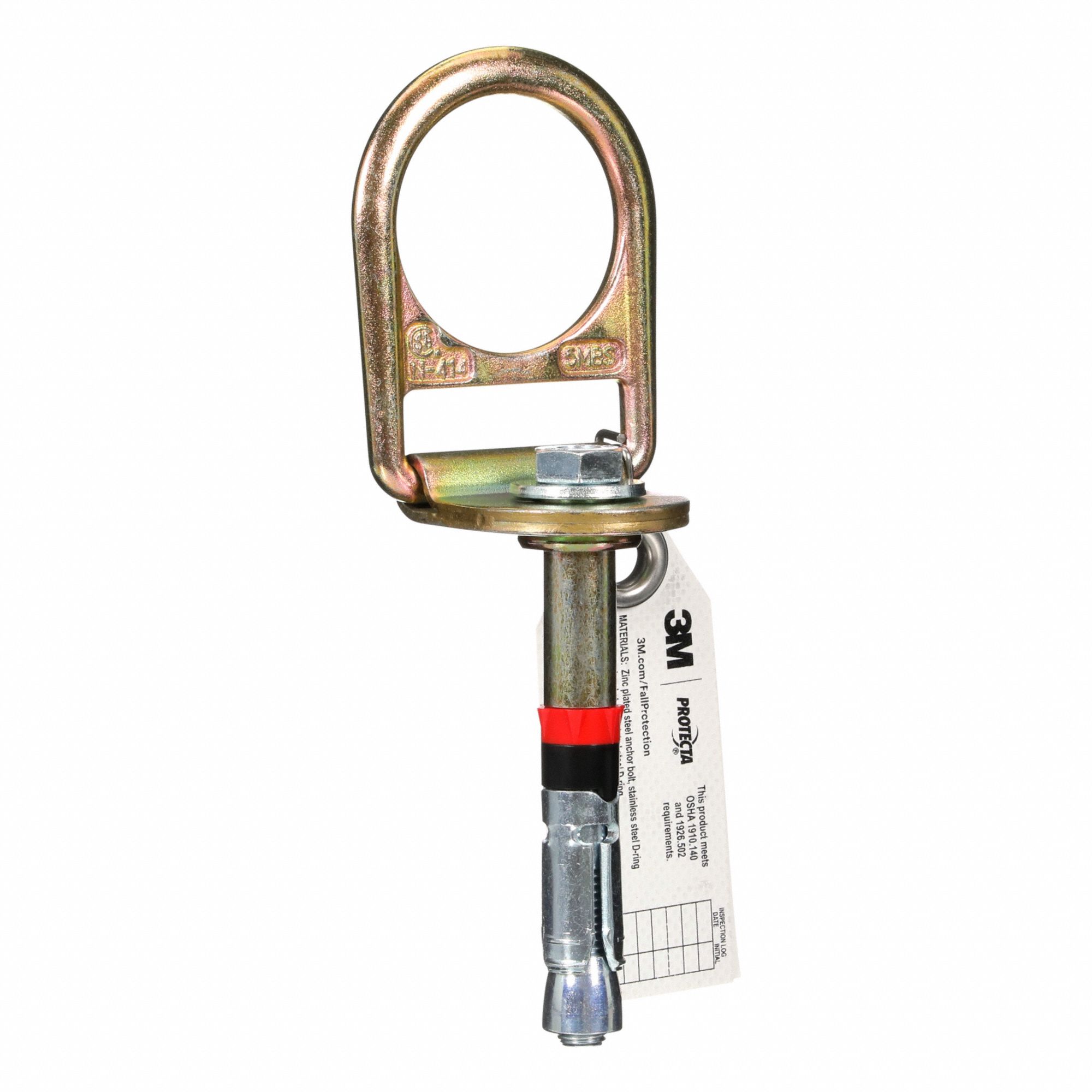 Concrete Anchor: 310 lb Wt Capacity, Swivel D-Ring, 4 1/2 in Max Hole Dp, Aluminum/Steel
