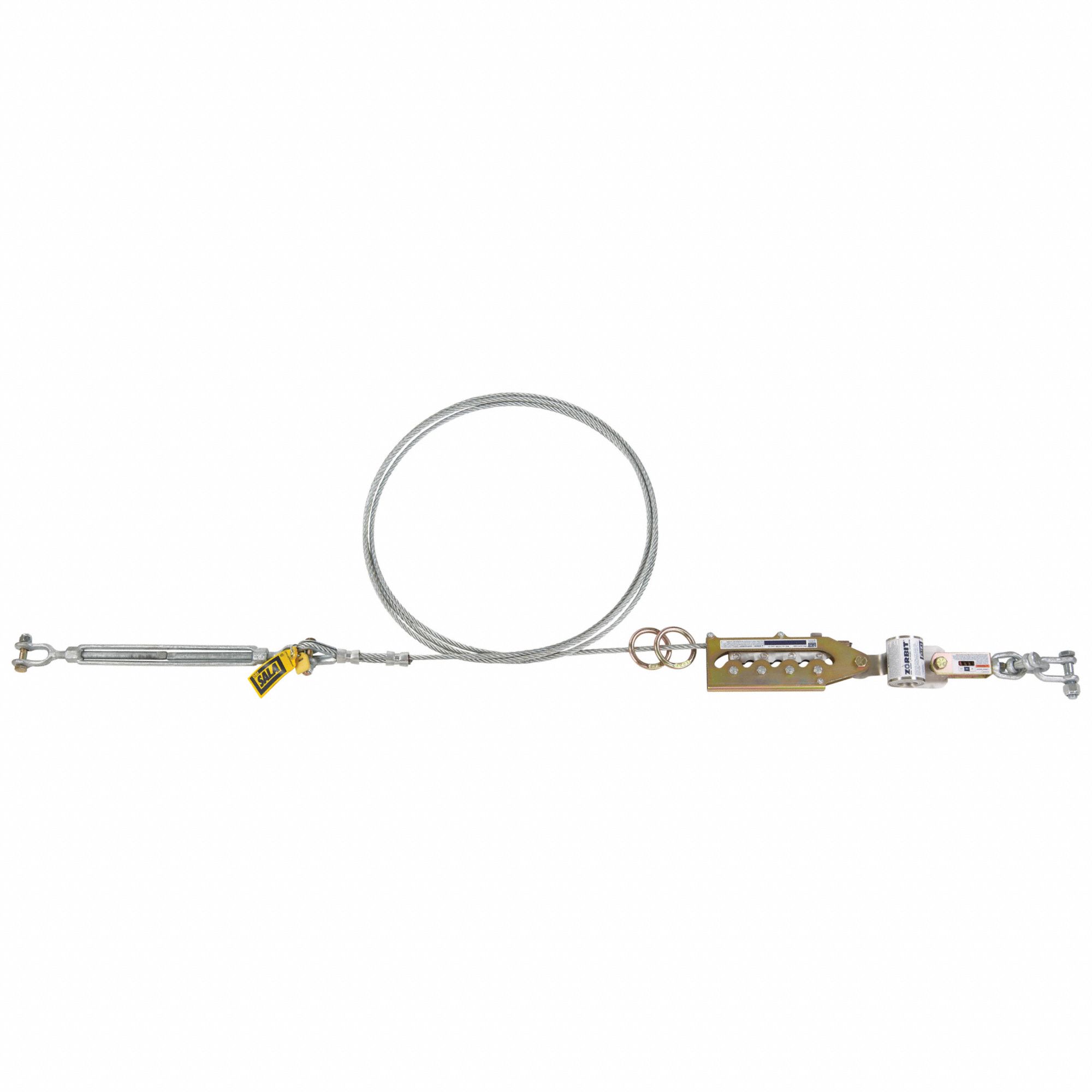 HORIZONTAL LIFELINE SYSTEM, 20 FT LENGTH, REUSABLE, ANCHORAGE CONNECTORS, STEEL