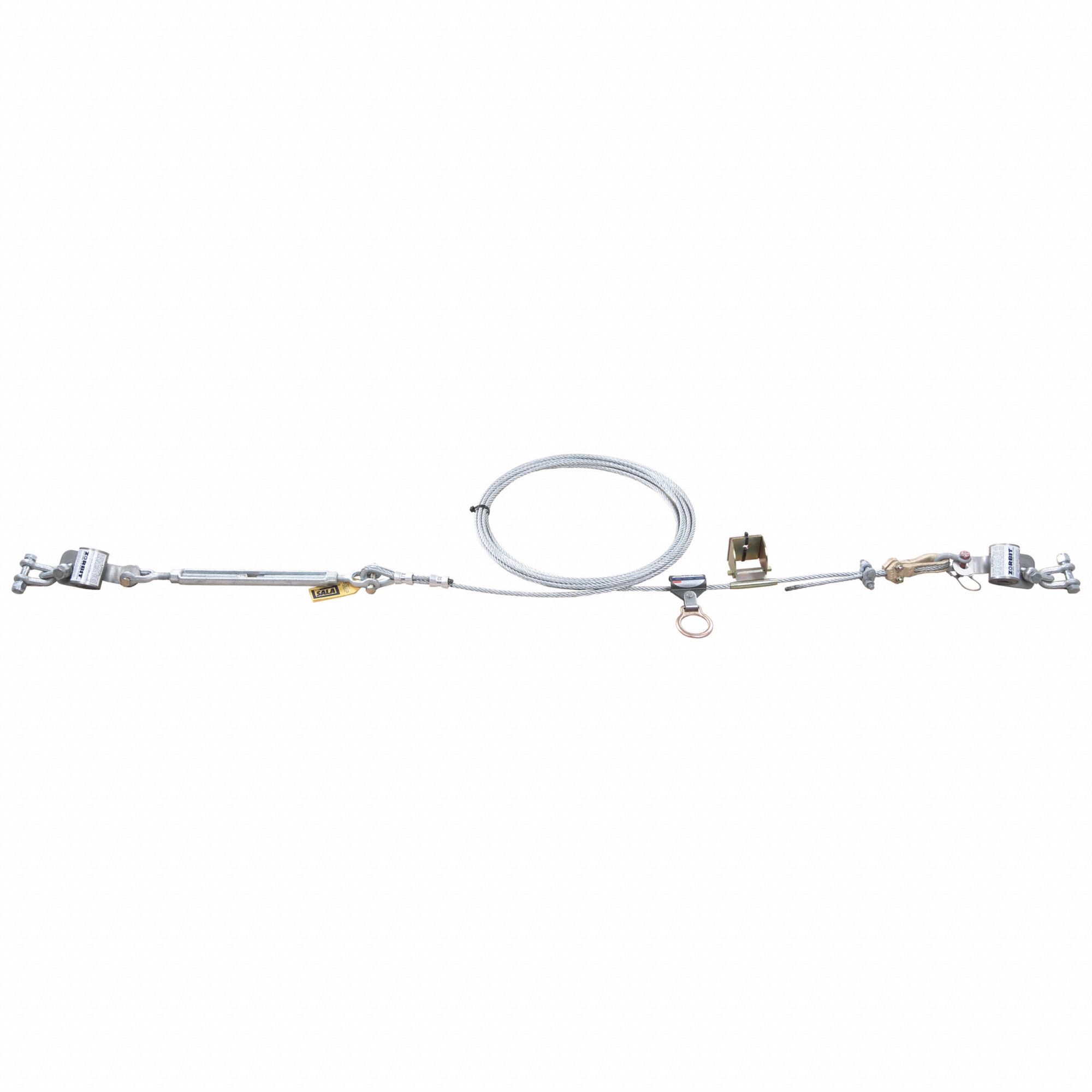 HORIZONTAL LIFELINE, 40 FT LENGTH, REUSABLE, TIE-OFF, 310 LB CAPACITY, STEEL