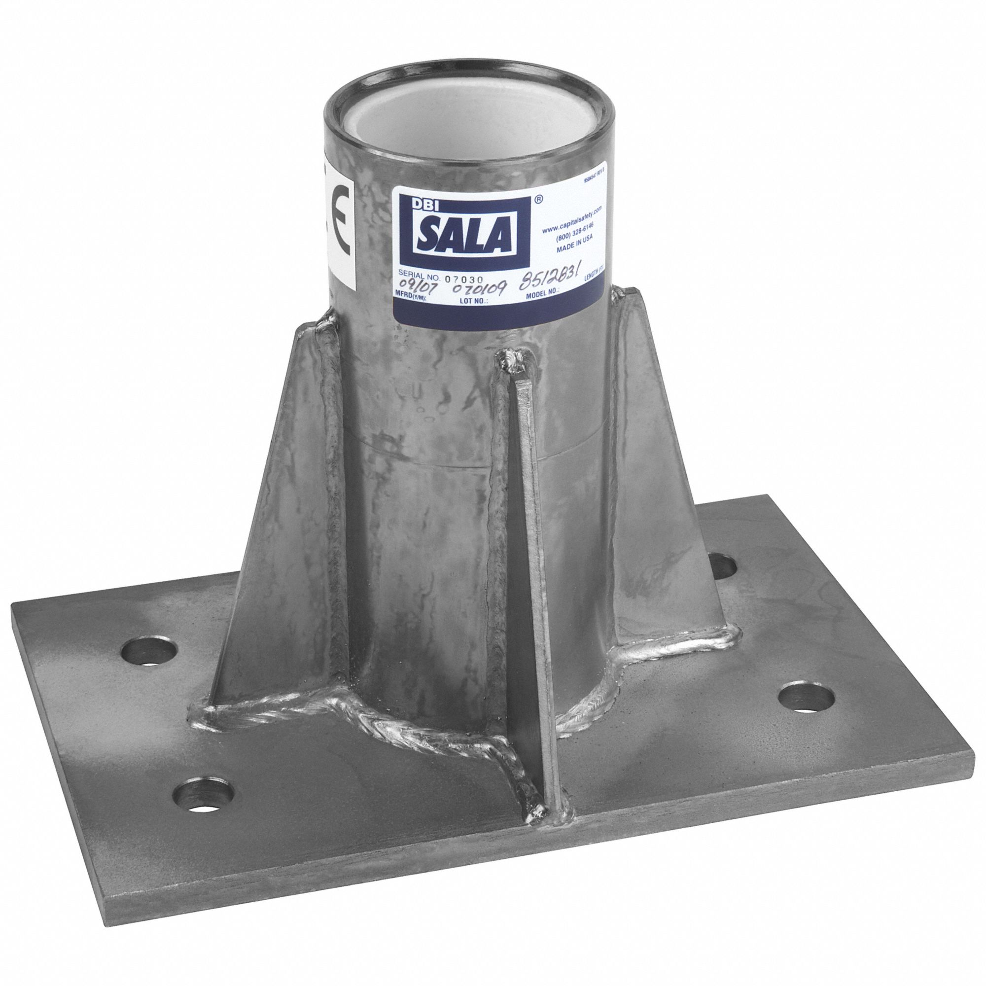 Center Mount Sleeve: 8 in x 9 1/2 in, Floor Mnt, Lower Mast Extension, 12 1/2 in Lg