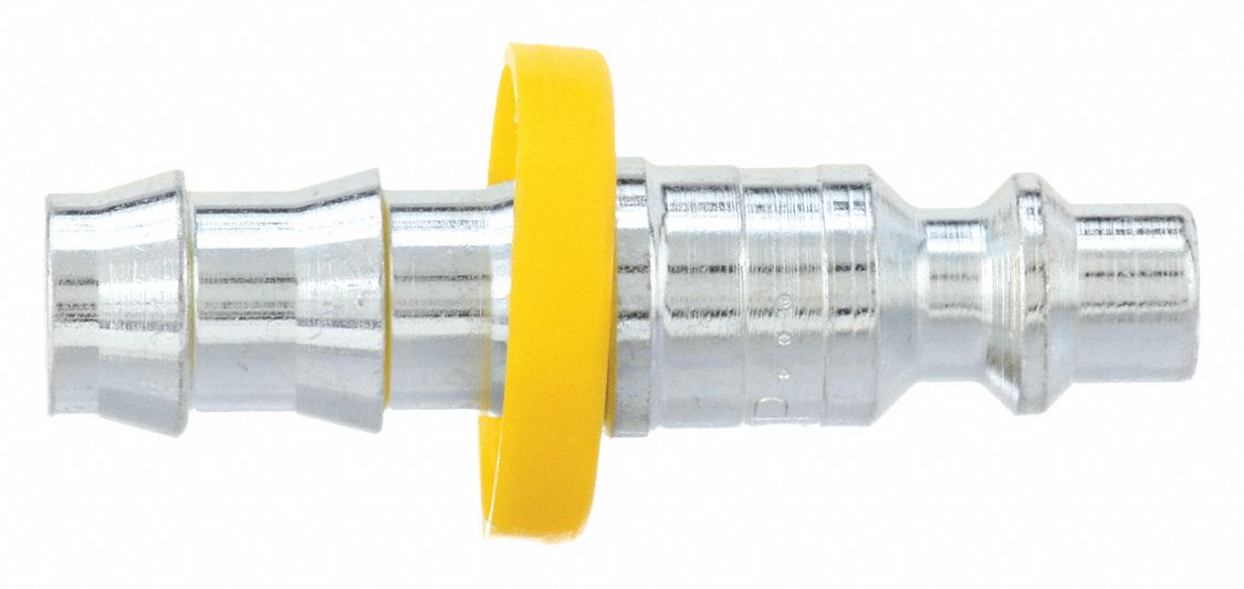 QUICK CONNECT HOSE COUPLING, ¼ IN BODY SIZE, ⅜ IN HOSE FITTING SIZE, MALE HOSE BARB, MALE