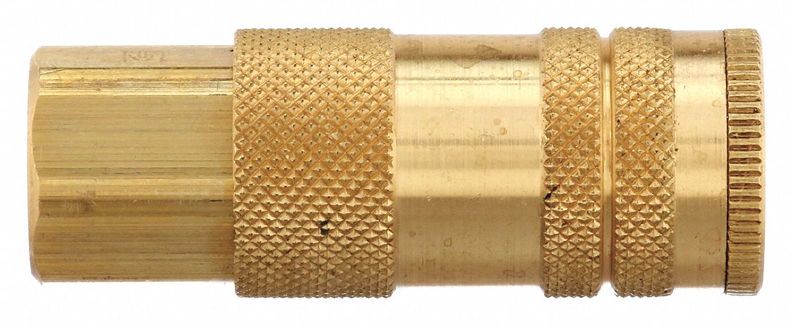 QUICK CONNECT HOSE COUPLING, ¼ IN BODY SIZE, ¼ IN HOSE FITTING SIZE, BRASS, FNPT