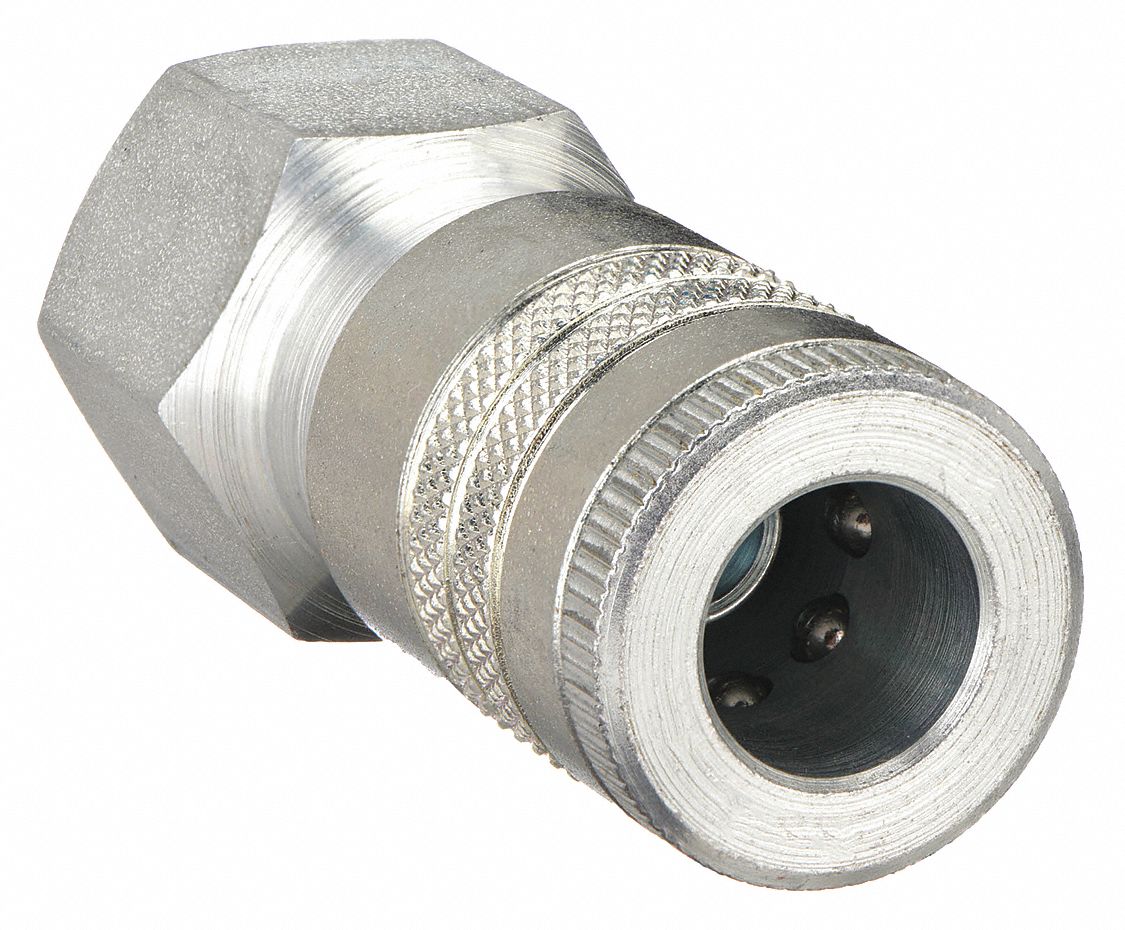 QUICK CONNECT HOSE COUPLING, ⅜ IN BODY SIZE, ½ IN HOSE FITTING SIZE, ½"-14 THREAD SIZE