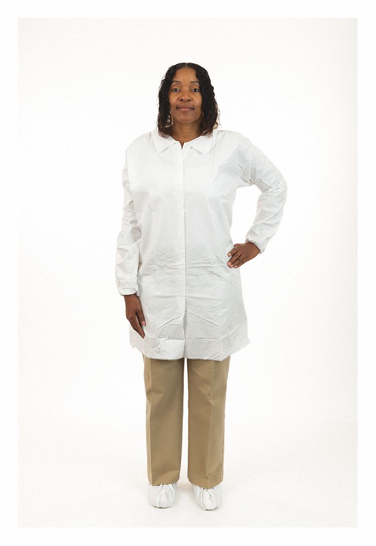 Disposable Lab Coat, 4XL, White, PK 50 Grainger