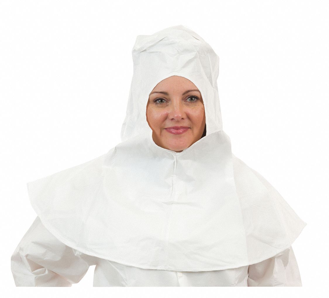 DISPOSABLE FULL-FACE HOOD, SERGED SEAM, ELASTIC/TIE, EYES/MOUTH/NOSE, ANTI-STATIC