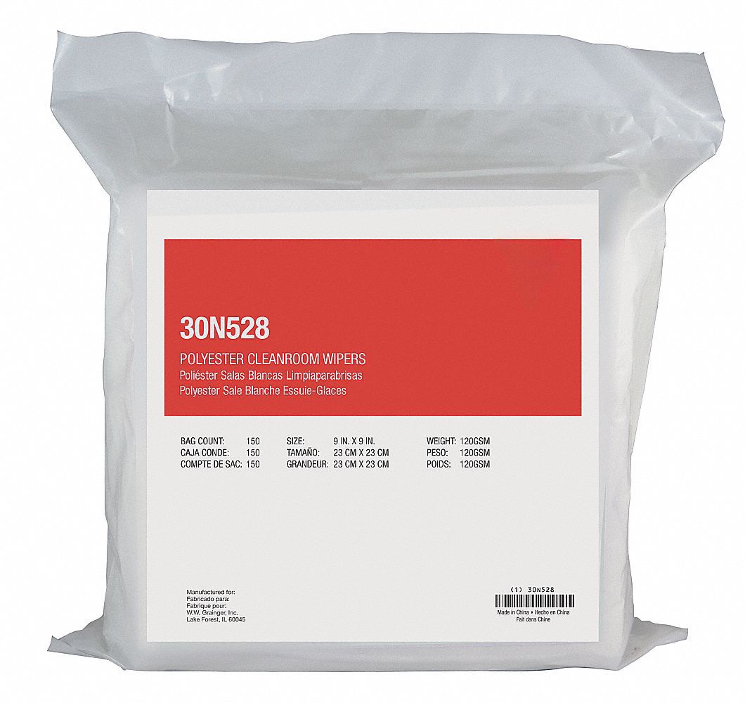 GRAINGER 30N528 Dry Wipe,9″ x 9″,White 30N528