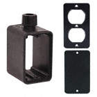 OUTLET BOX, CUL, DUPLEX/BLANK, 2 GANGS/1 INLET, BLACK, RUBBER-COVERED PENDANT