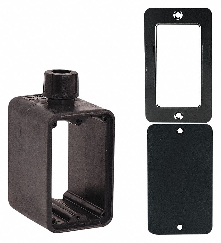 OUTLET BOX, CUL, BLANK/GFI, 2 GANGS/1 INLET, BLACK, RUBBER-COVERED PENDANT