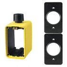 OUTLET BOX,CUL,2 GANGS/1 INLET,YLW/BLK,2 SINGLE RECEPTACLES 1.56 IN DIA,RUBBER-COVERED PENDANT