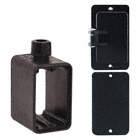 OUTLET BOX, WEATHER-RESIST, CUL, FEED-THRU, 2 GANGS/1 INLET, BLACK, RUBBER-COVERED PENDANT