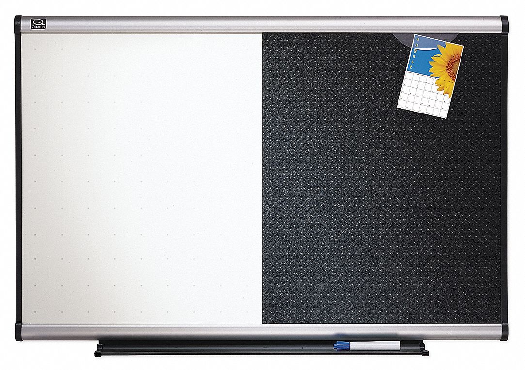 QUARTET, 24 in Dry Erase Ht, 36 in Dry Erase Wd, Combination Bulletin