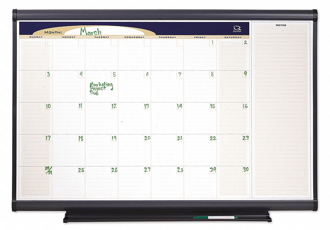 Gloss Calendar Planning Board, 36 inH x 48 inW, White Grainger