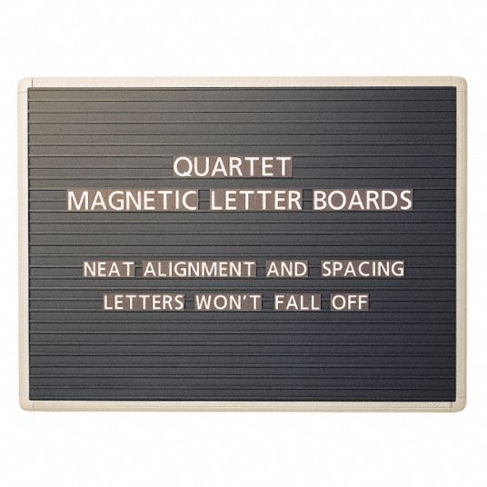 QUARTET Letter Bulletin Board, Metal, 18 inH x 24 inW, Black 30P070901M Grainger