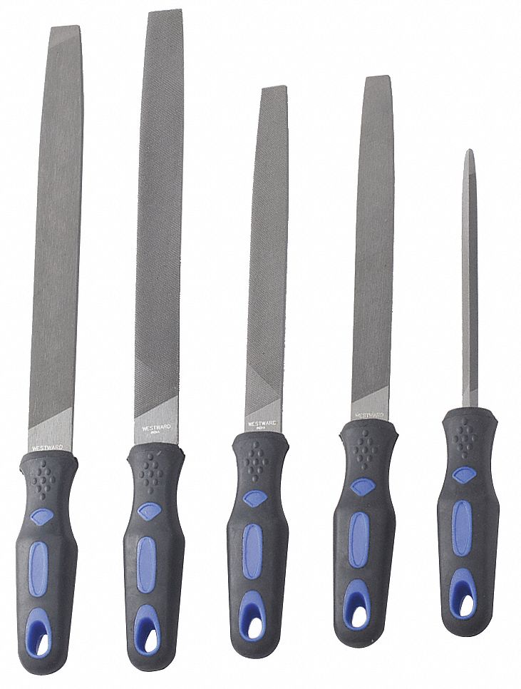 WESTWARD File Set Includes Handle, 5 Pieces, Bastard Cut, Pouch