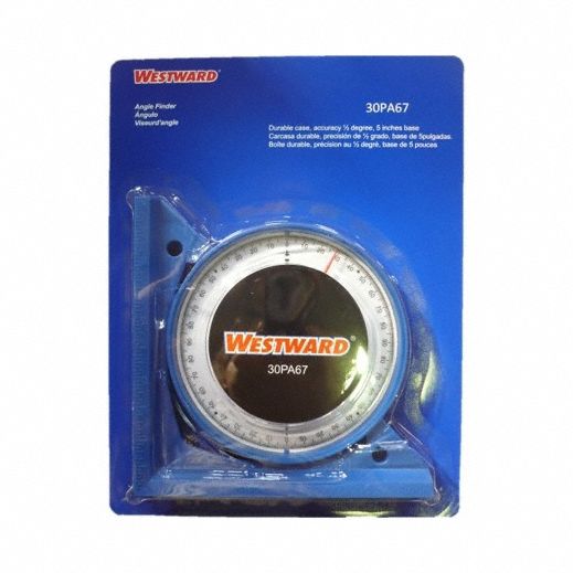 Angle Finder: 4 Quadrants, 5 in Base Lg, Nonmagnetic, Degrees, 5 in Overall Ht, Polystyrene