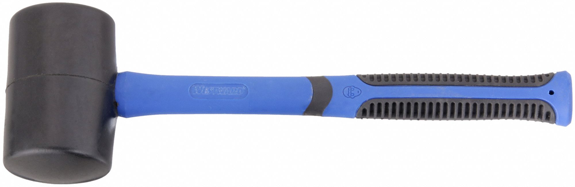 RUBBER MALLET, FIBREGLASS HANDLE, 2 LB HEAD WT, 3 IN DIA, 4¾ IN HEAD L, 16 IN OVERALL L