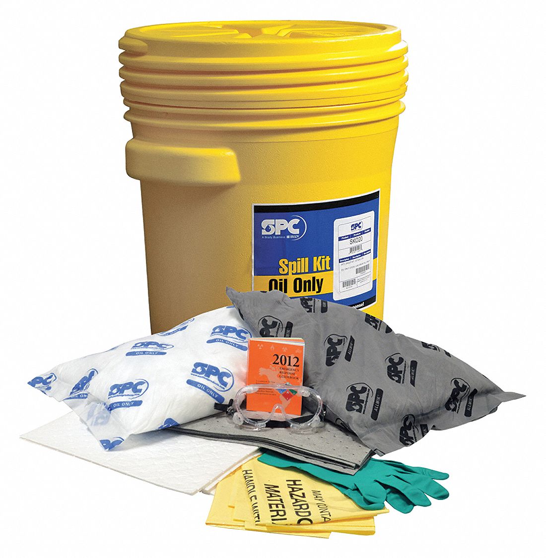 TROUSSE POUR DÉVERSEMENT, 15 GALLONS ABSORBÉS PAR KIT, 1 PAIRE DE GANTS EN NITRILE, CAPACITÉ DE 20 GAL, JAUNE